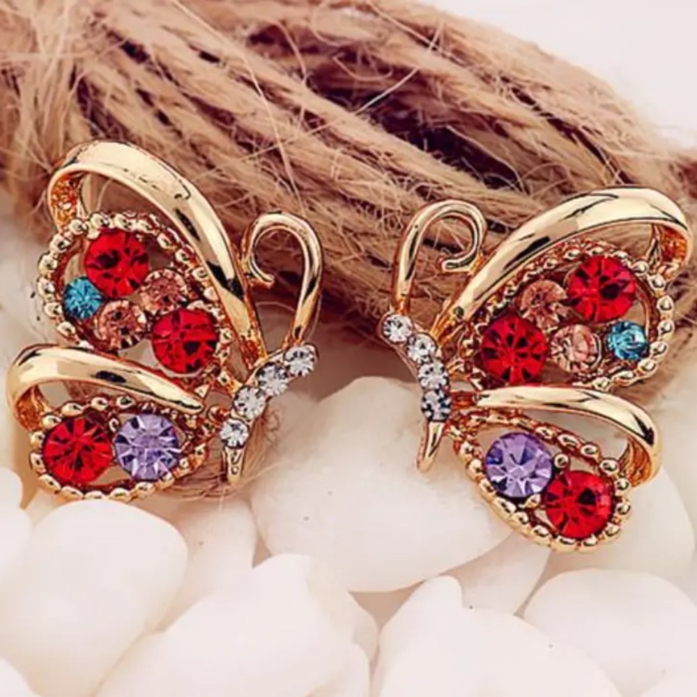 Cubic Zirconia Butterfly Earrings
